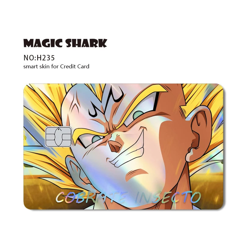 Magic Shark Dragons Balls Goku Vegeta Cool Shinny Holographic Laser Credit Debit Card Sticker Film Front Skin Cover