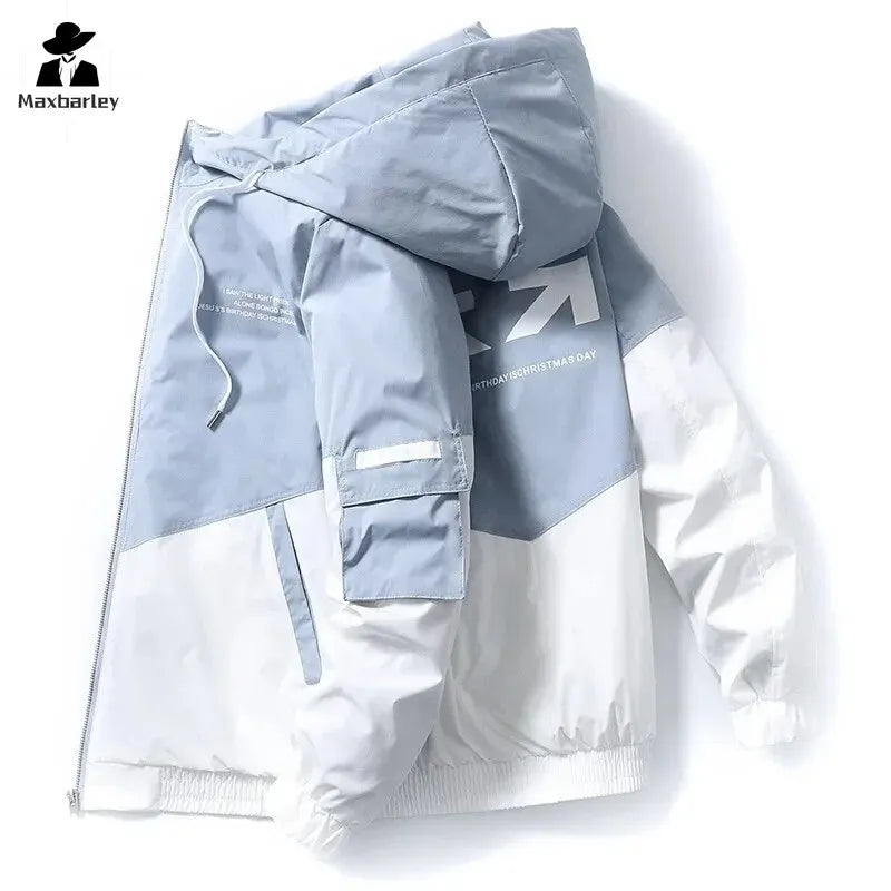 Men's Coat Casual Korean Style Spring Fashionable Thin Topmen's Jacket Hood Student Workwear Jacket Harajuku Street Clothing