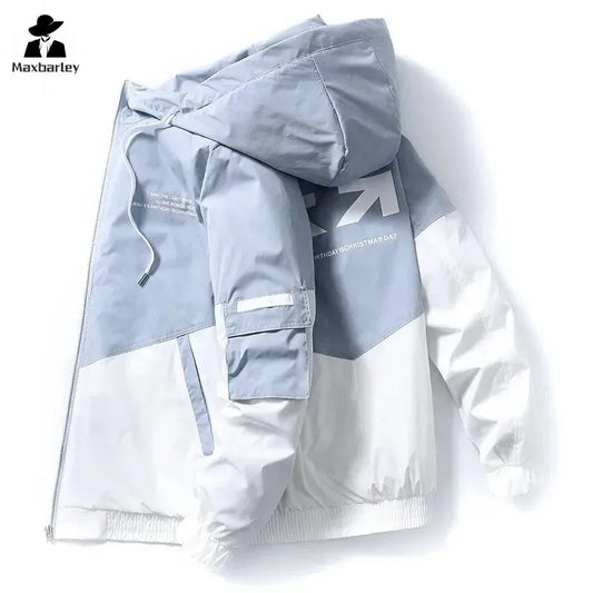 Men's Coat Casual Korean Style Spring Fashionable Thin Topmen's Jacket Hood Student Workwear Jacket Harajuku Street Clothing