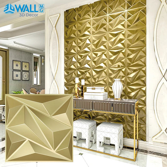 30x30cm Champagne gold color Game 3D Wall Panel Shining Gold 3D Wall Sticker Wedding party background wall art Wood grain paper
