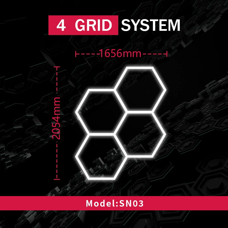 Honeycomb Led Light Garage Light Hexagon Led Lamp Tube Ceiling Lighting for Auto Car Body Repair Workshop
