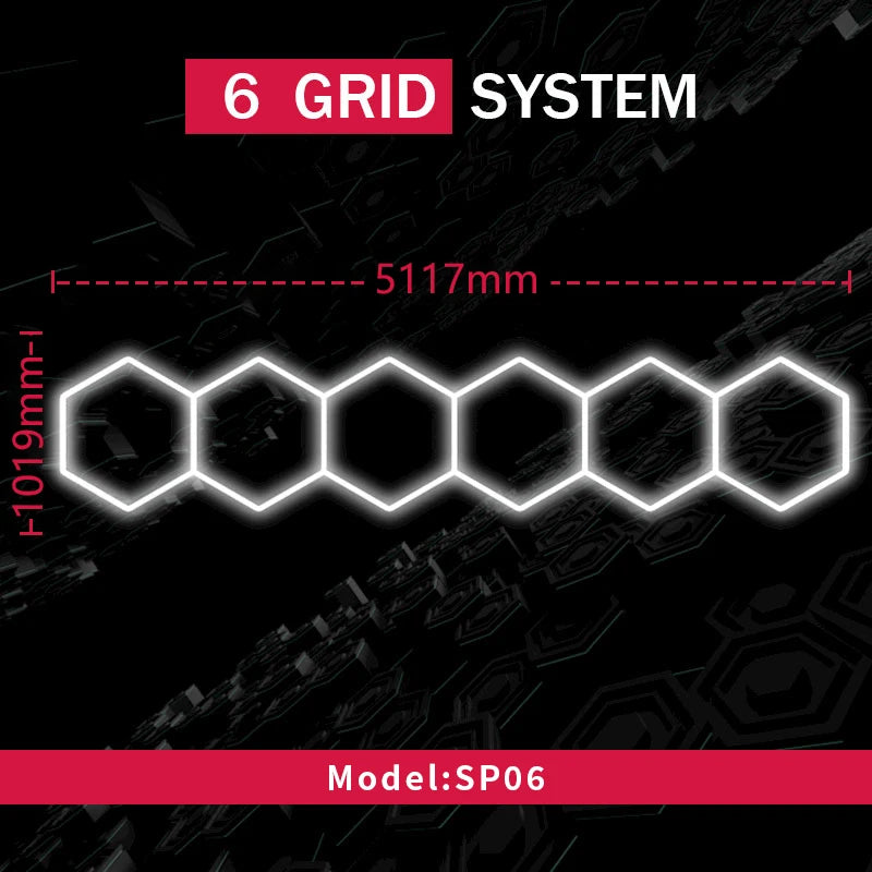 Honeycomb Led Light Garage Light Hexagon Led Lamp Tube Ceiling Lighting for Auto Car Body Repair Workshop