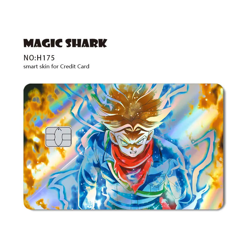 Magic Shark Dragons Balls Goku Vegeta Cool Shinny Holographic Laser Credit Debit Card Sticker Film Front Skin Cover