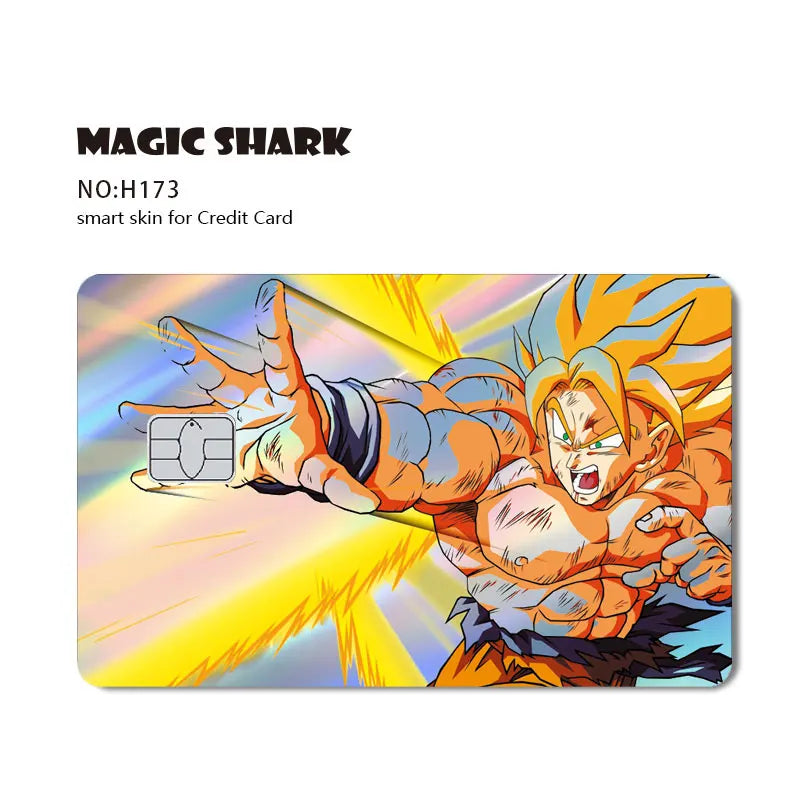 Magic Shark Dragons Balls Goku Vegeta Cool Shinny Holographic Laser Credit Debit Card Sticker Film Front Skin Cover