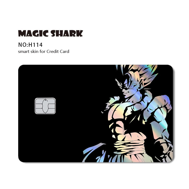 Magic Shark Dragons Balls Goku Vegeta Cool Shinny Holographic Laser Credit Debit Card Sticker Film Front Skin Cover