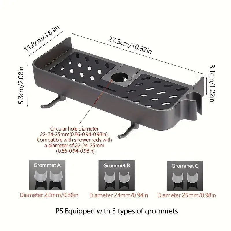 Storage Rack Plastic Perforation-Free Household Lift Stand Shower Gel Storage Rack Bathroom Shower Rod Tray Bathroom Accessories