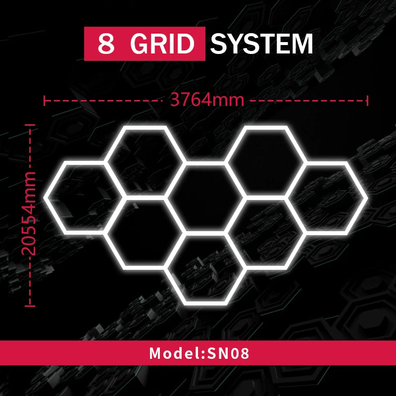 Honeycomb Led Light Garage Light Hexagon Led Lamp Tube Ceiling Lighting for Auto Car Body Repair Workshop