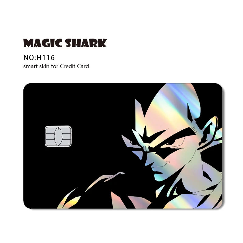 Magic Shark Dragons Balls Goku Vegeta Cool Shinny Holographic Laser Credit Debit Card Sticker Film Front Skin Cover